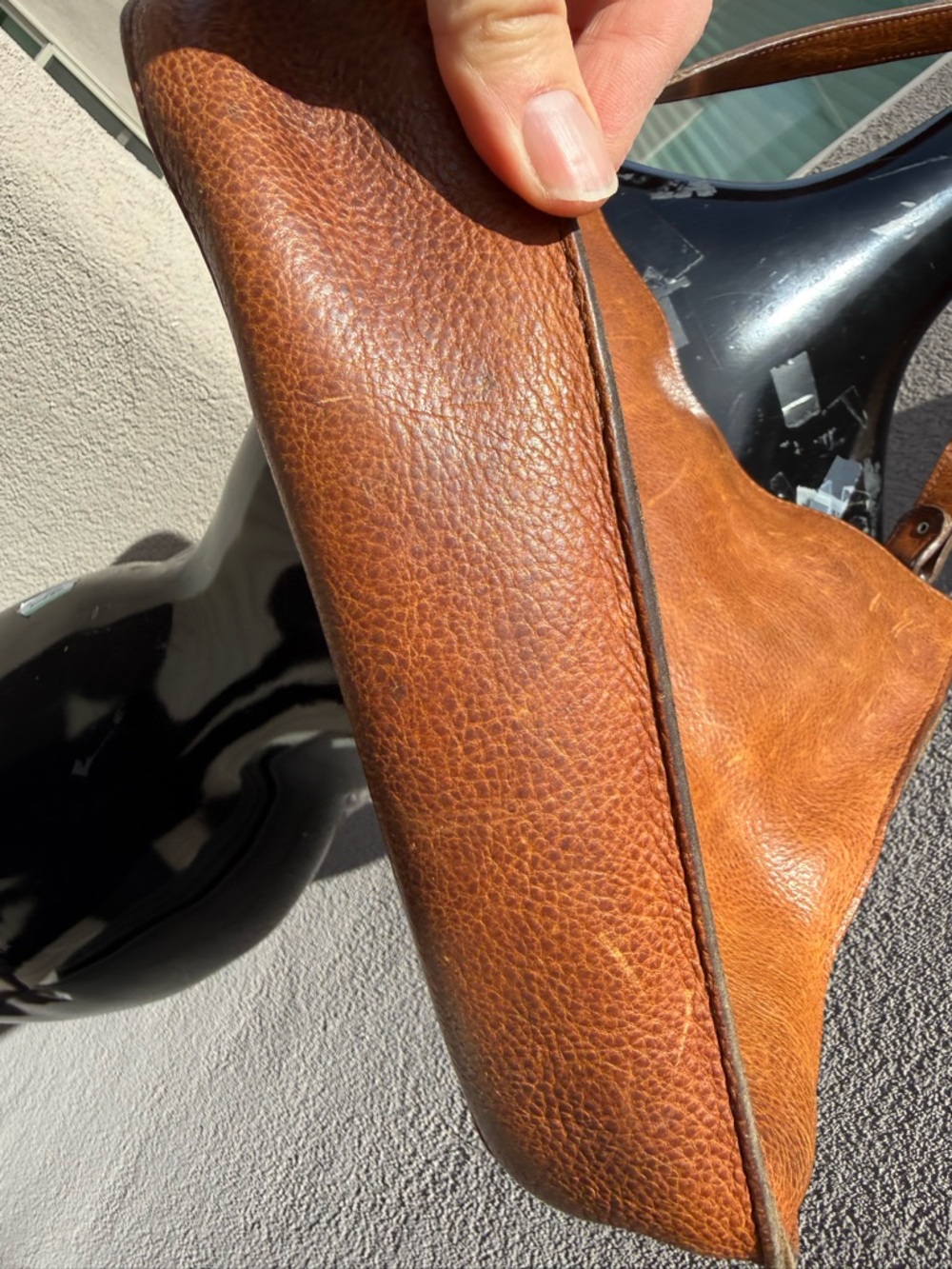 Two Bar West Genuine Leather Shoulder Bag W/ Turquoise Stone Concho- Western - Picture 6 of 7